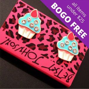 Betsey Johnson Sweet Blue Cupcake Stud Earrings